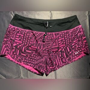 Nike Women's Athletic Shorts in Pink and Black Geometric Design